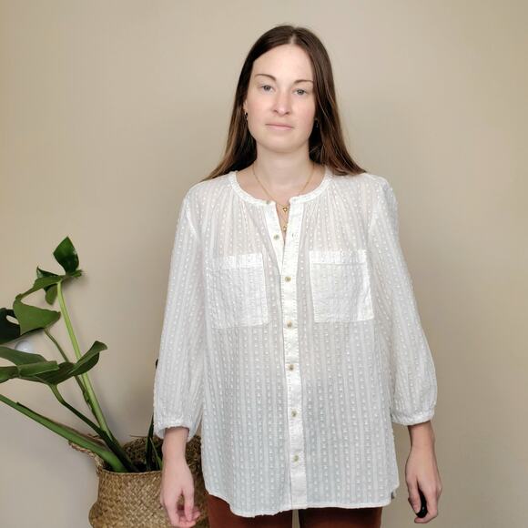 Anthropologie Tops - Anthropologie Akemi & Kin Swiss Dot Buttondown White Medium